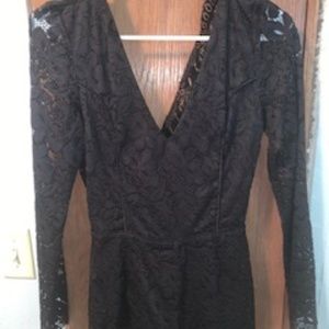 Listicle Black lace romper